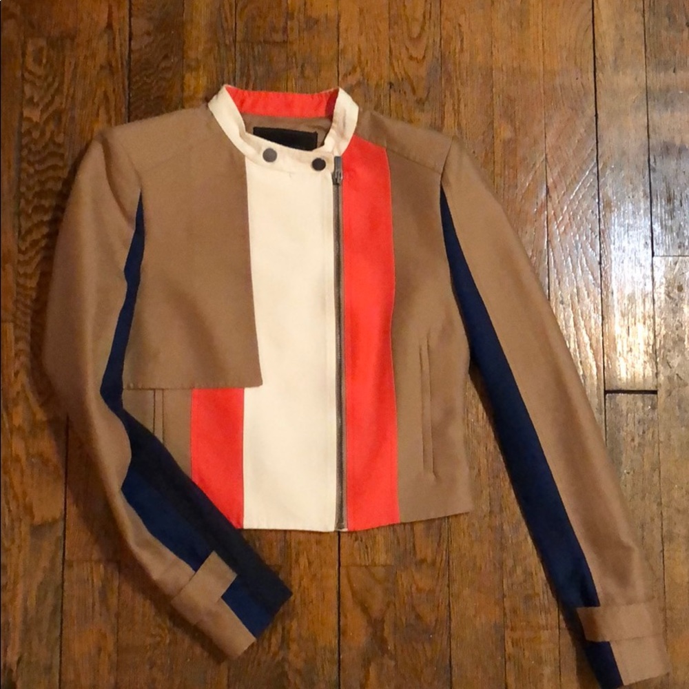 Bcbg maxazria blazer multicolor-blocked/ tan  xs